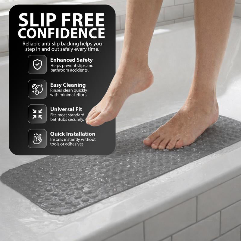 BatheSafe Non - Slip Bath Mat | Textured PVC, Suction Cups, 100 cm x 40 cm - Hartwella