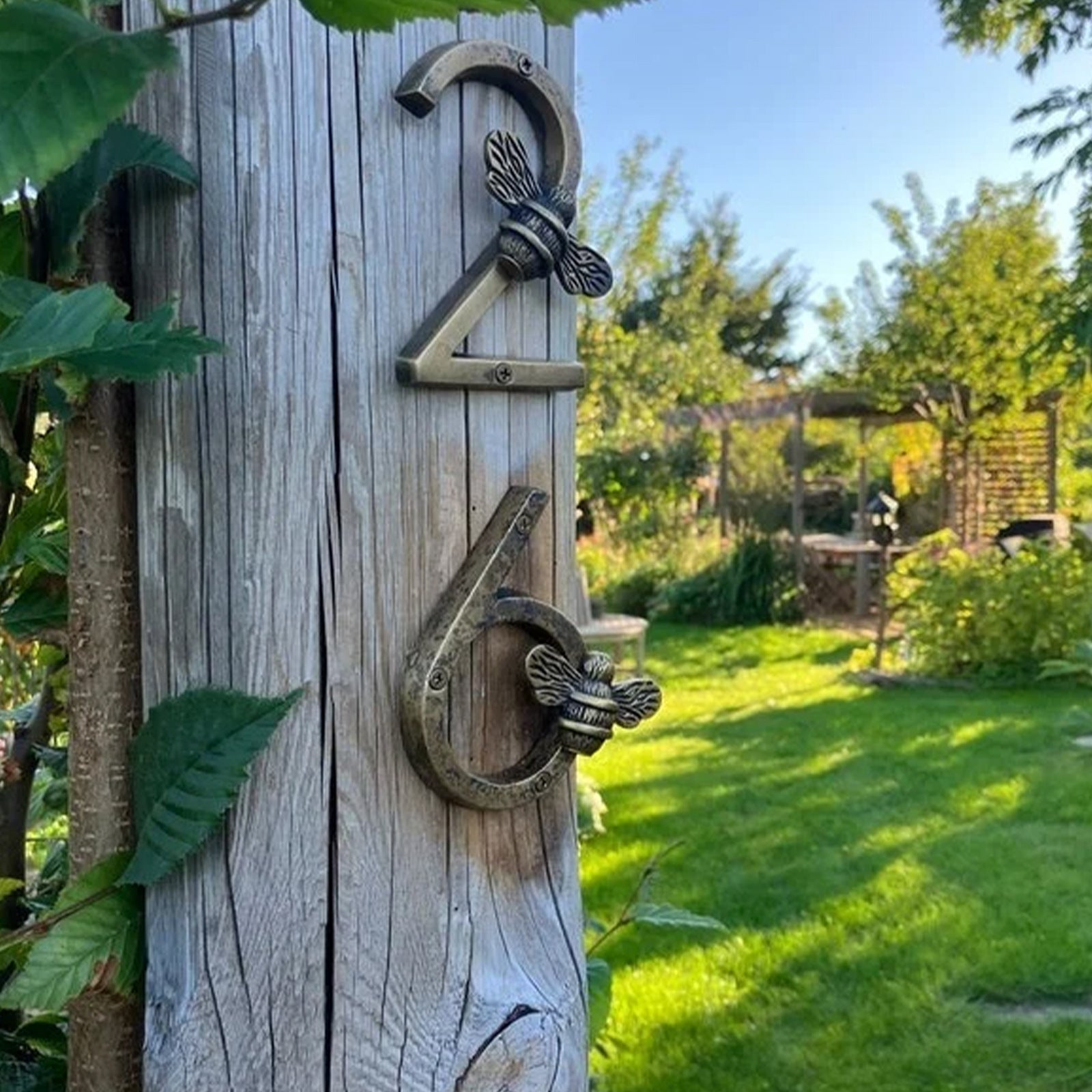 Bee House Number Sign | Elegant Weather - Resistant Design for Home Address - Hartwella