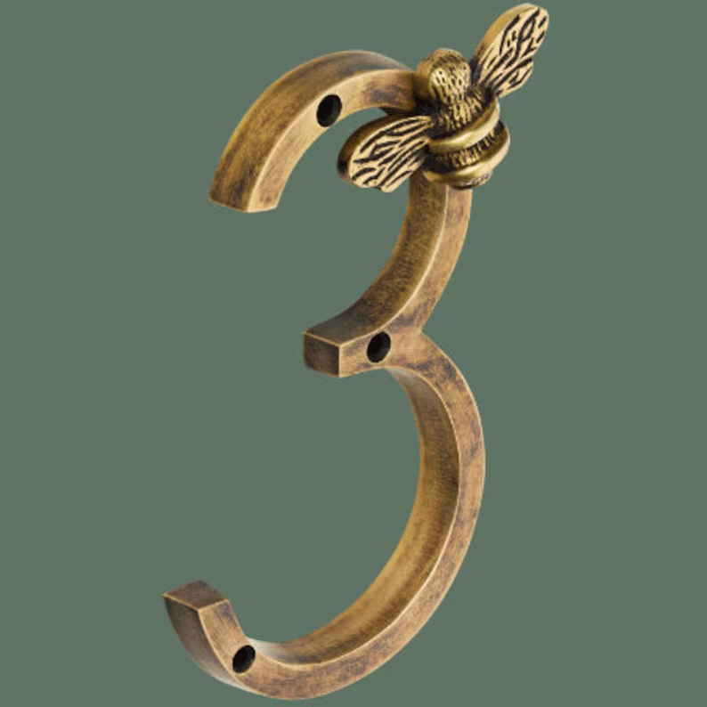 Bee House Number Sign | Elegant Weather - Resistant Design for Home Address - Hartwella