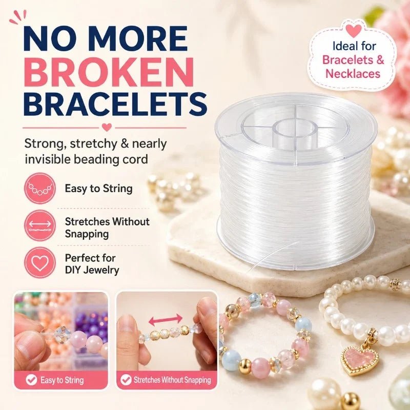 Bela Crystal Beading Cord | Elastic Thread for Bracelets, Invisible, Strong - Hartwella