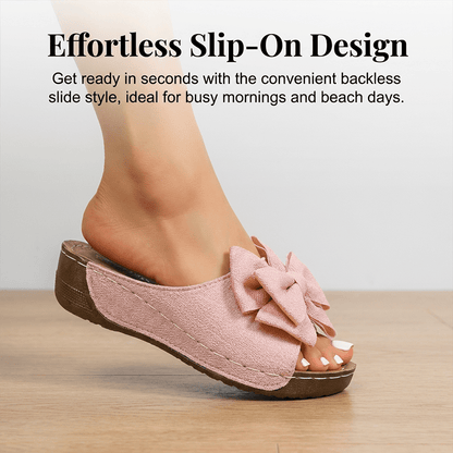 Bella Black Wedge Sandals | Bowknot Design, Non - Slip Sole - Hartwella