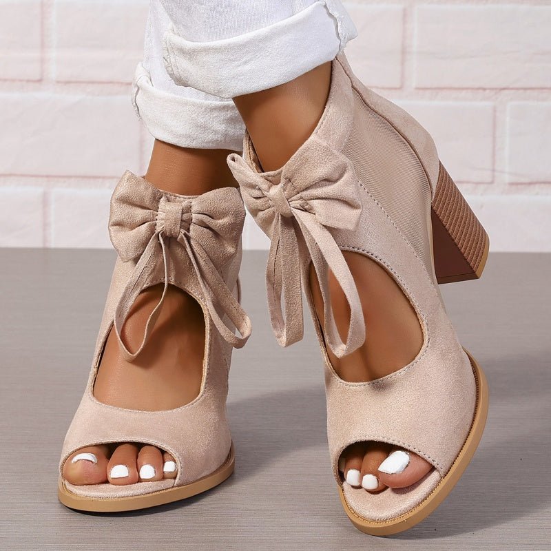 Bella Bow Sandals | Chunky Heel, Versatile Design for Women - Hartwella