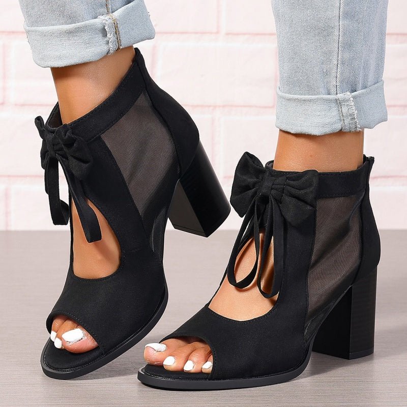Bella Bow Sandals | Chunky Heel, Versatile Design for Women - Hartwella