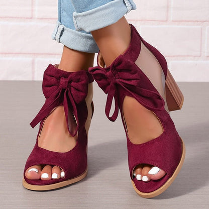 Bella Bow Sandals | Chunky Heel, Versatile Design for Women - Hartwella