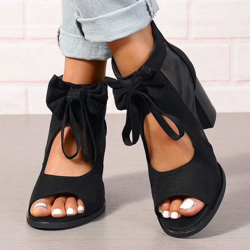 Bella Bow Sandals | Chunky Heel, Versatile Design for Women - Hartwella