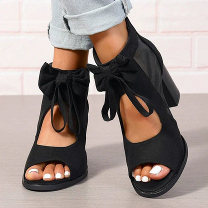 Bella Bow Sandals | Chunky Heel, Versatile Design for Women - Hartwella