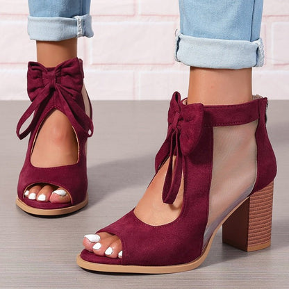 Bella Bow Sandals | Chunky Heel, Versatile Design for Women - Hartwella