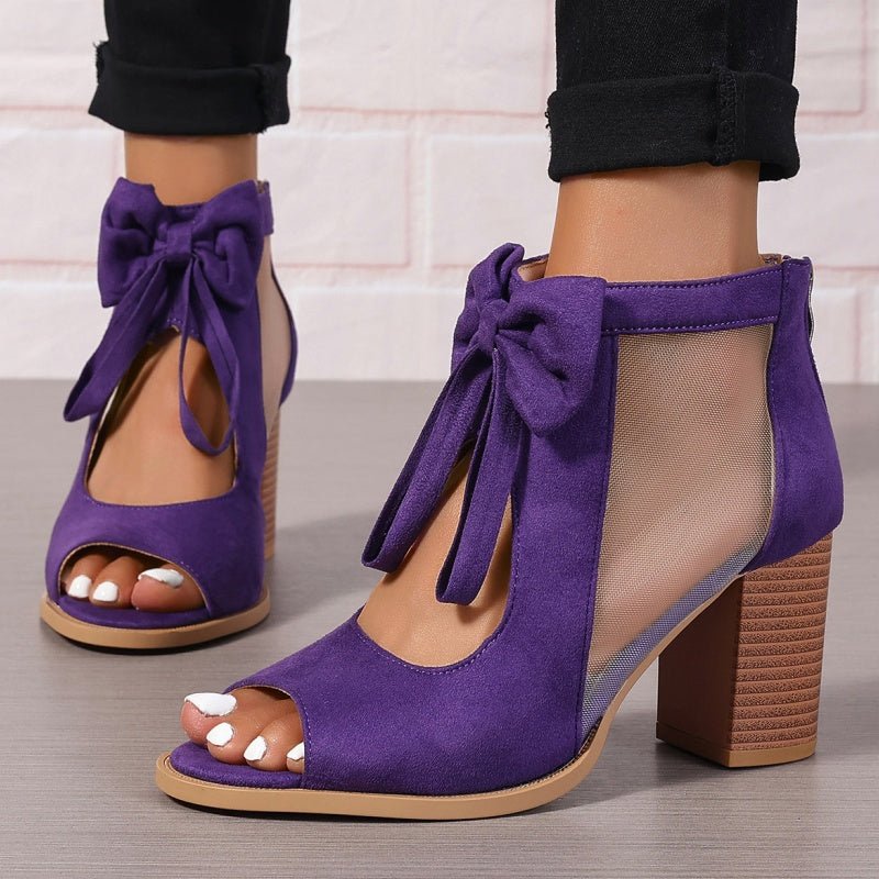 Bella Bow Sandals | Chunky Heel, Versatile Design for Women - Hartwella
