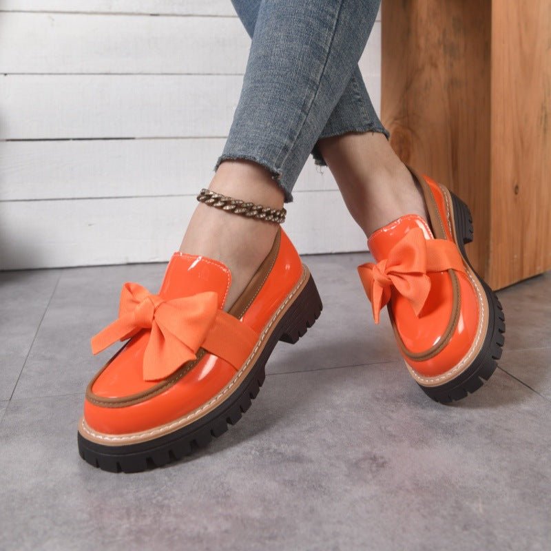 Bella Bowknot Loafers for Women | Black PU Leather, Comfortable Design - Hartwella