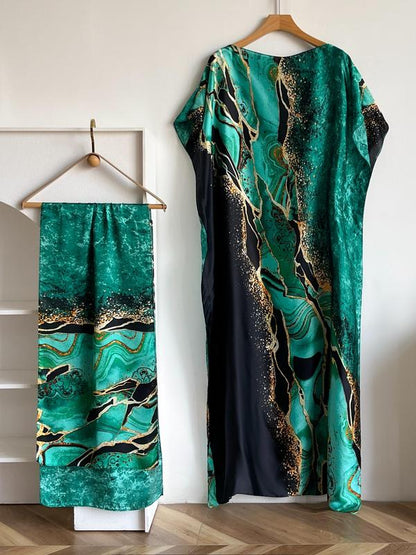 Bella Cape Shawl | Floral Brocade Fabric, Sun Protective Scarf - Hartwella