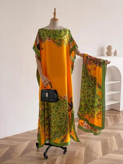 Bella Cape Shawl | Floral Brocade Fabric, Sun Protective Scarf - Hartwella