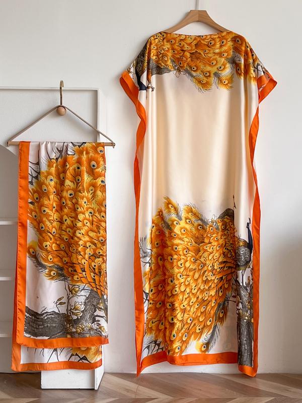 Bella Cape Shawl | Floral Brocade Fabric, Sun Protective Scarf - Hartwella