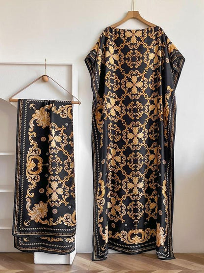 Bella Cape Shawl | Floral Brocade Fabric, Sun Protective Scarf - Hartwella
