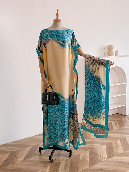 Bella Cape Shawl | Floral Brocade Fabric, Sun Protective Scarf - Hartwella