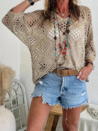 Bella Crochet Top | Bohemian - Inspired, V - Neck - Hartwella