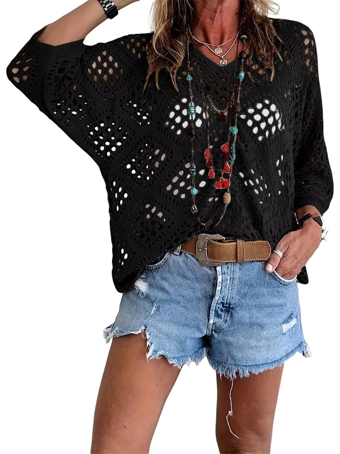 Bella Crochet Top | Bohemian - Inspired, V - Neck - Hartwella