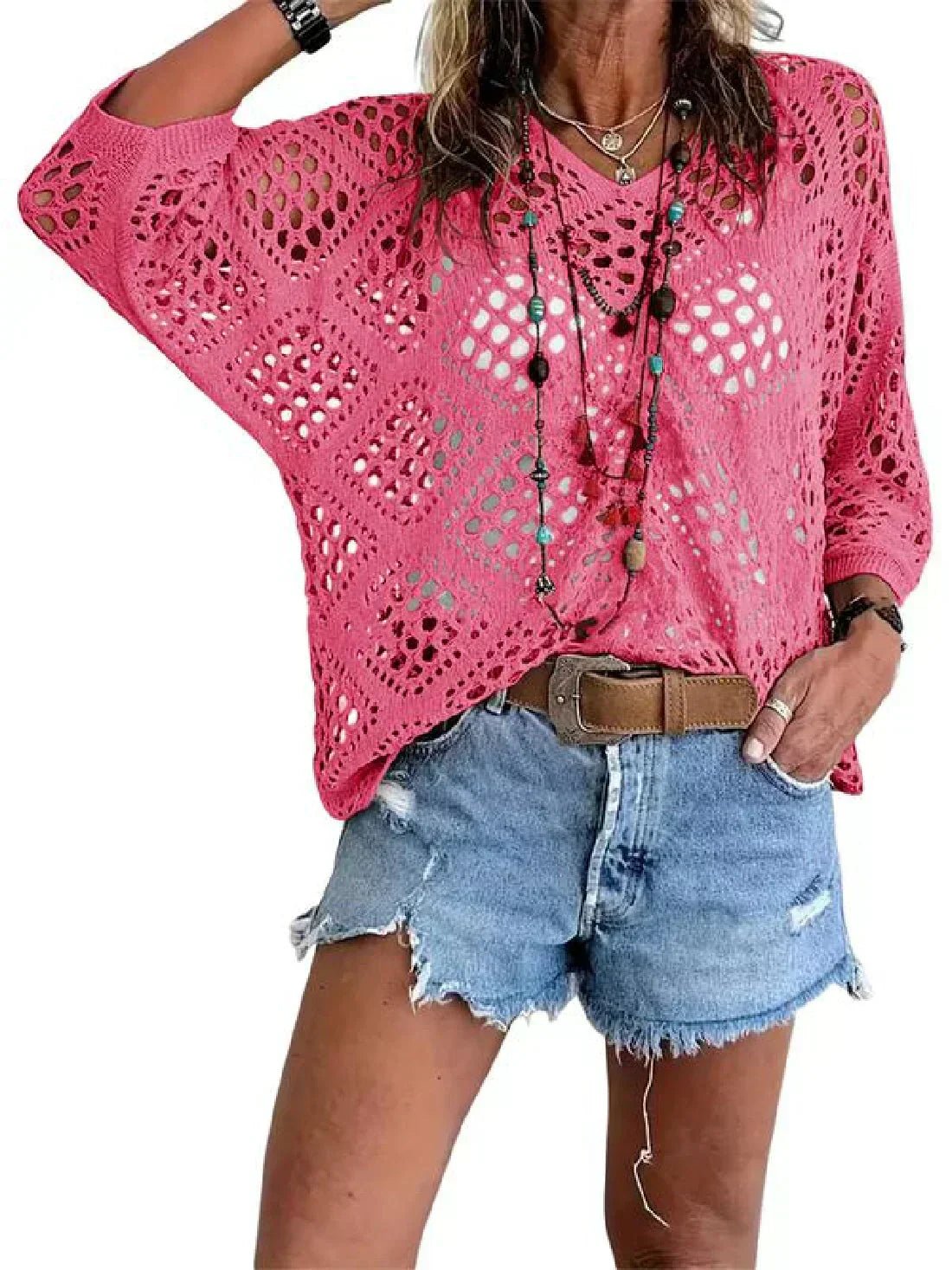 Bella Crochet Top | Bohemian - Inspired, V - Neck - Hartwella