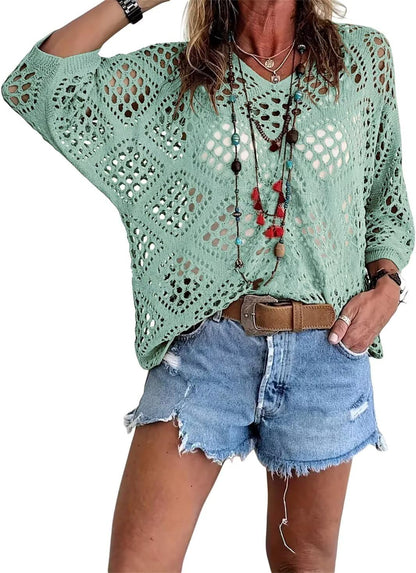 Bella Crochet Top | Bohemian - Inspired, V - Neck - Hartwella