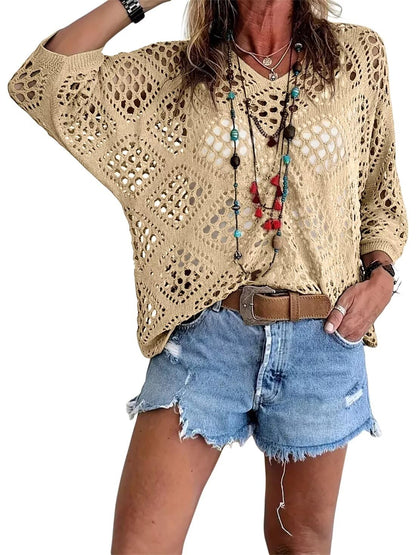Bella Crochet Top | Bohemian - Inspired, V - Neck - Hartwella
