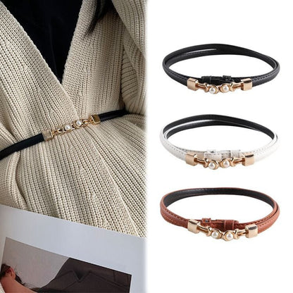 Bella Fashion Belt | Pearl Buckle Elegance - Hartwella