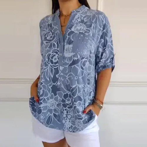 Bella Floral Shirt | V-Neck, Soft Fabric - Hartwella