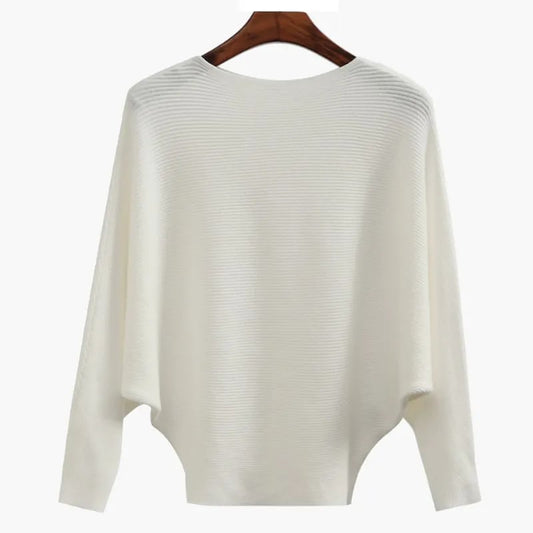 Bella Oversized Sweater | Soft Ribbed Knit, Boat Neck Design - Hartwella