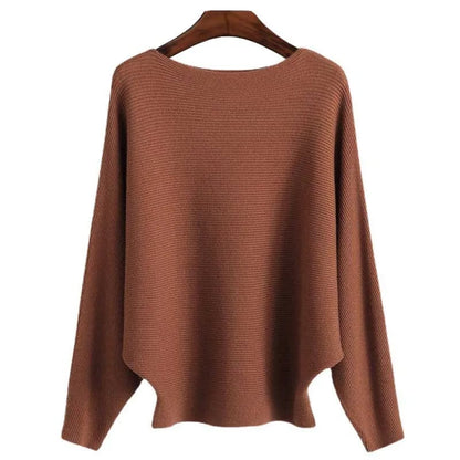 Bella Oversized Sweater | Soft Ribbed Knit, Boat Neck Design - Hartwella