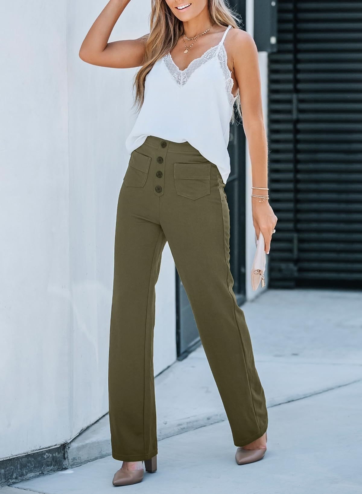 Bella Stretch Pants | High Waist, Elastic Polyester - Hartwella