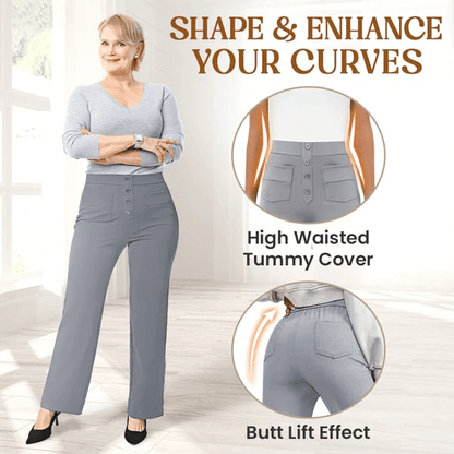 Bella Stretch Pants | High Waist, Elastic Polyester - Hartwella