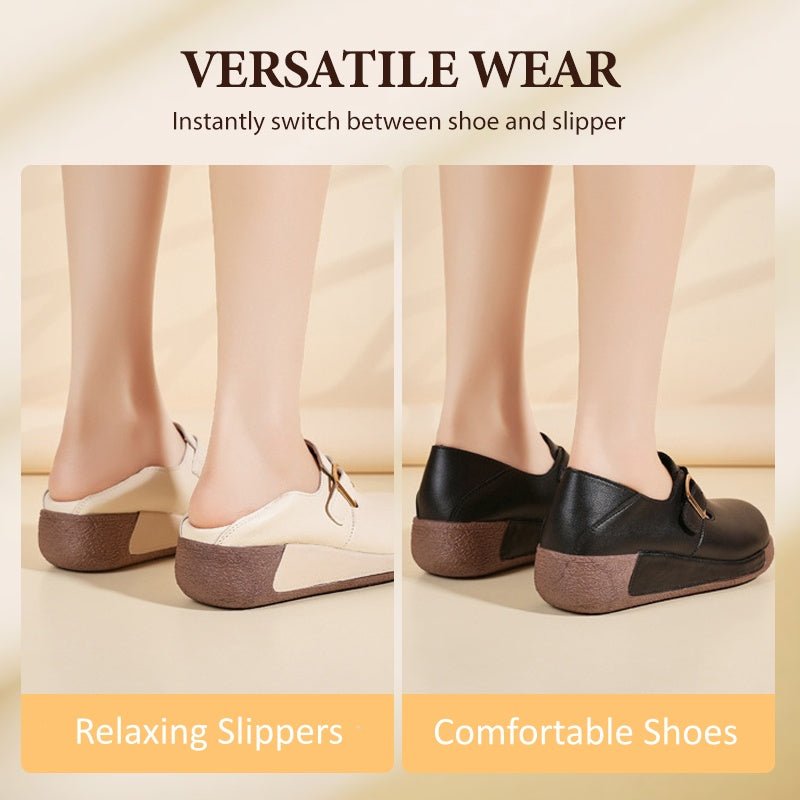 Bella Women's Loafers | Platform, Waterproof Black Loafers with Buckle - Hartwella