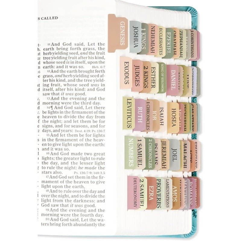 Biblio Bible Tab Set | 75 - Piece Laminated Bible Index Tabs, Waterproof, Easy Alignment - Hartwella