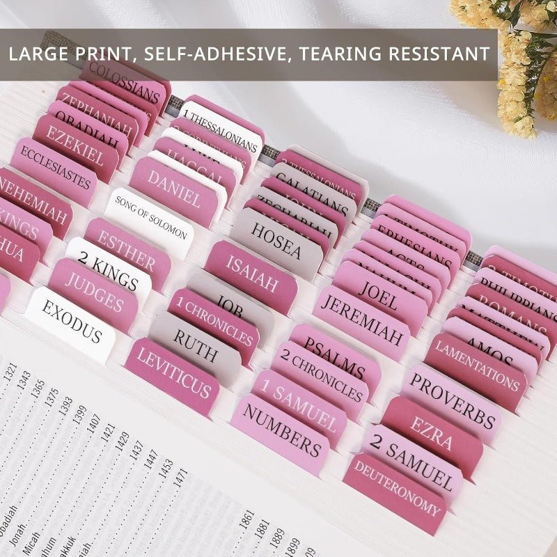Biblio Bible Tab Set | 75 - Piece Laminated Bible Index Tabs, Waterproof, Easy Alignment - Hartwella