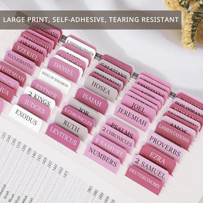 Biblio Bible Tab Set | 75 - Piece Laminated Bible Index Tabs, Waterproof, Easy Alignment - Hartwella