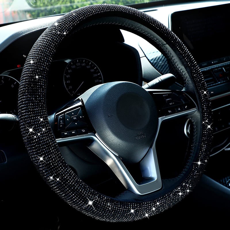 Bling Crystal Steering Wheel Cover | Rhinestone Design, Anti-Slip, Comfortable Fit - Hartwella