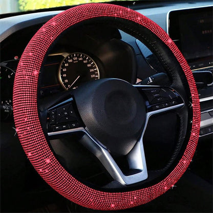 Bling Crystal Steering Wheel Cover | Rhinestone Design, Anti-Slip, Comfortable Fit - Hartwella