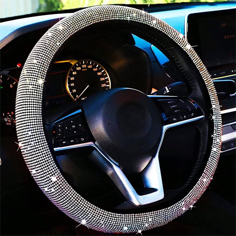 Bling Crystal Steering Wheel Cover | Rhinestone Design, Anti-Slip, Comfortable Fit - Hartwella