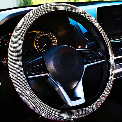 Bling Crystal Steering Wheel Cover | Rhinestone Design, Anti-Slip, Comfortable Fit - Hartwella