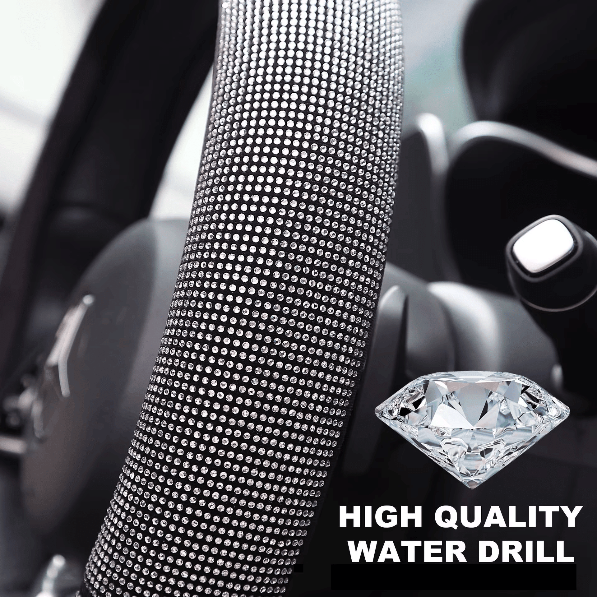 Bling Crystal Steering Wheel Cover | Rhinestone Design, Anti-Slip, Comfortable Fit - Hartwella