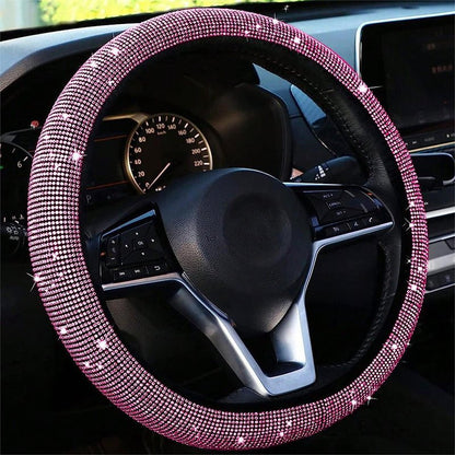 Bling Crystal Steering Wheel Cover | Rhinestone Design, Anti-Slip, Comfortable Fit - Hartwella