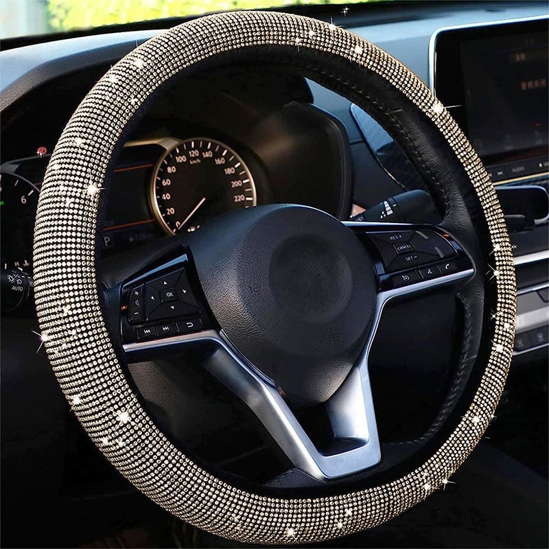 Bling Crystal Steering Wheel Cover | Rhinestone Design, Anti-Slip, Comfortable Fit - Hartwella