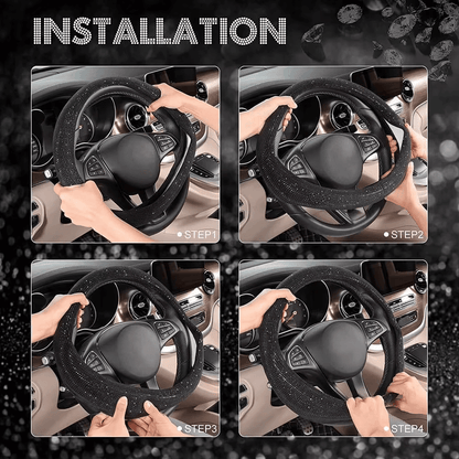 Bling Crystal Steering Wheel Cover | Rhinestone Design, Anti-Slip, Comfortable Fit - Hartwella