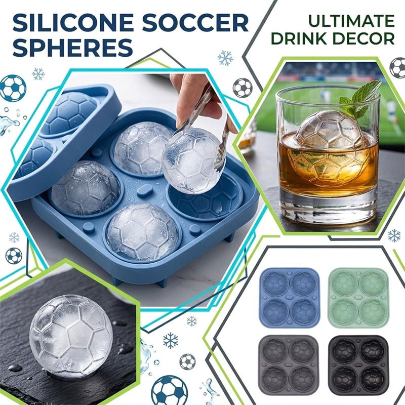 Bola Soccer Ice Cube Tray | Silicone, Football Design, Slow-Melting Cubes - Hartwella