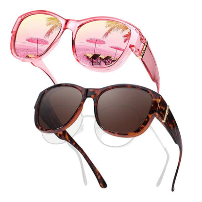 Bora Oversized Sunglasses | Polarized, UV400 Protection, Stylish Fit Over Prescription Glasses - Hartwella