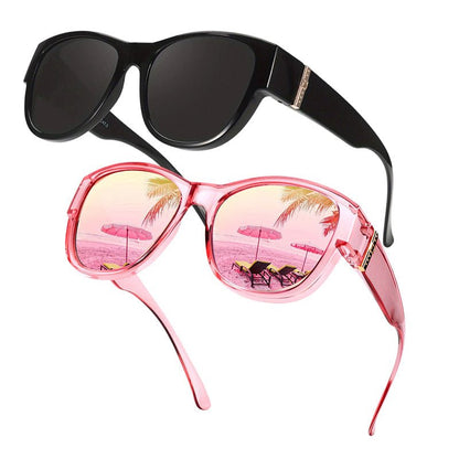 Bora Oversized Sunglasses | Polarized, UV400 Protection, Stylish Fit Over Prescription Glasses - Hartwella