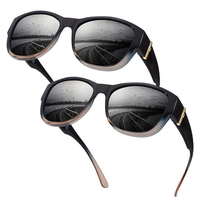 Bora Oversized Sunglasses | Polarized, UV400 Protection, Stylish Fit Over Prescription Glasses - Hartwella