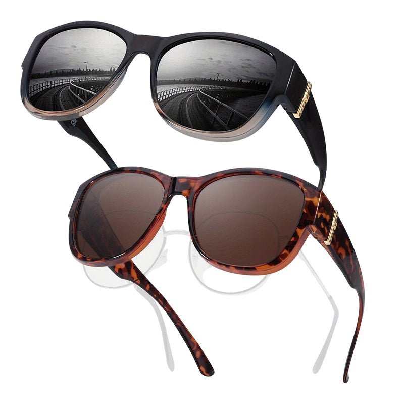 Bora Oversized Sunglasses | Polarized, UV400 Protection, Stylish Fit Over Prescription Glasses - Hartwella