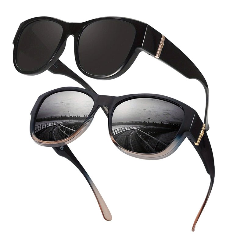 Bora Oversized Sunglasses | Polarized, UV400 Protection, Stylish Fit Over Prescription Glasses - Hartwella