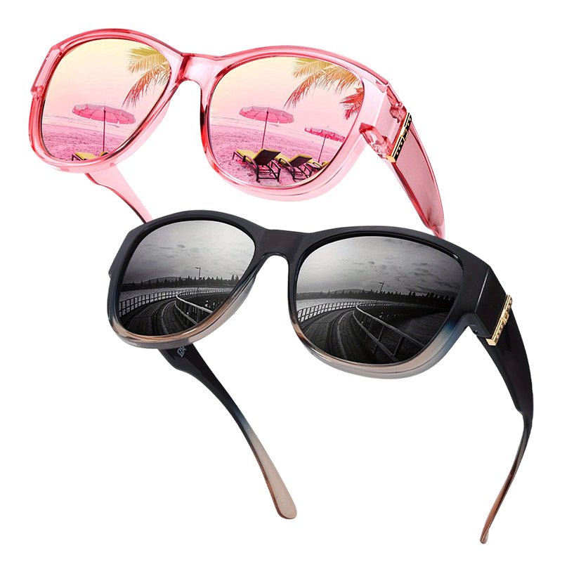 Bora Oversized Sunglasses | Polarized, UV400 Protection, Stylish Fit Over Prescription Glasses - Hartwella