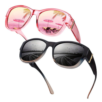 Bora Oversized Sunglasses | Polarized, UV400 Protection, Stylish Fit Over Prescription Glasses - Hartwella