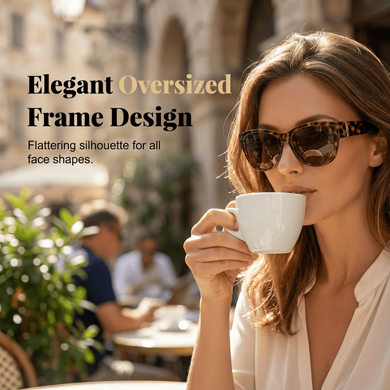 Bora Oversized Sunglasses | Polarized, UV400 Protection, Stylish Fit Over Prescription Glasses - Hartwella